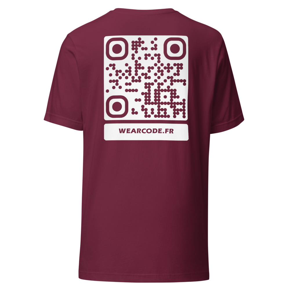T-shirt QR Code Personnalisé — Bella+Canvas 3001 — Bordeaux
