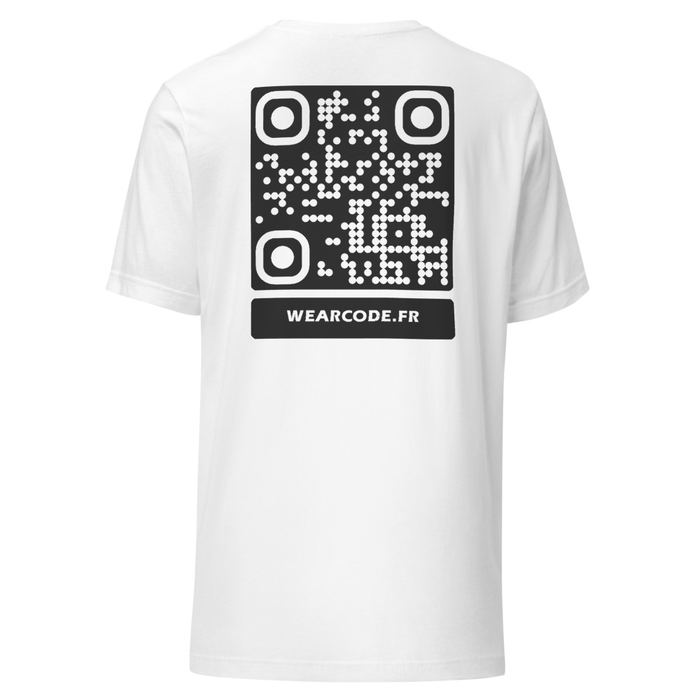 T-shirt QR Code Personnalisé — Bella+Canvas 3001 — Noir / Blanc / Blanc