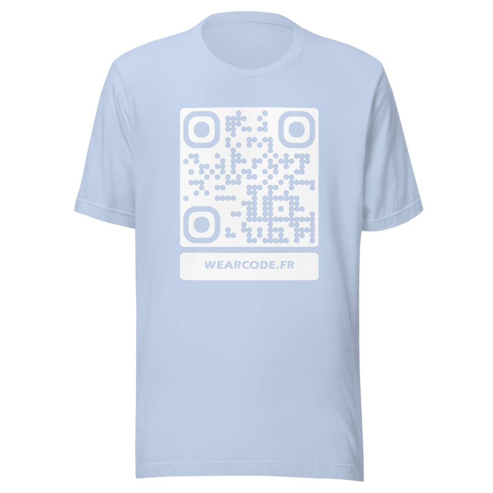T-shirt QR Code Personnalisé — Bella+Canvas 3001 — Bleu Ciel