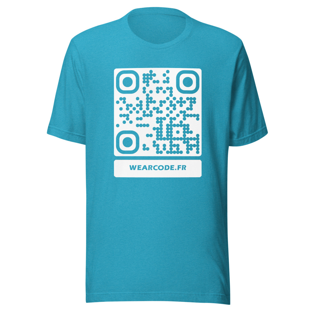T-shirt QR Code Personnalisé — Bella+Canvas 3001 — Aqua Chiné