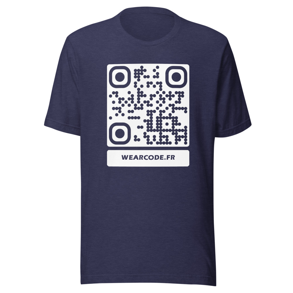 T-shirt QR Code Personnalisé — Bella+Canvas 3001 — Marine Chiné