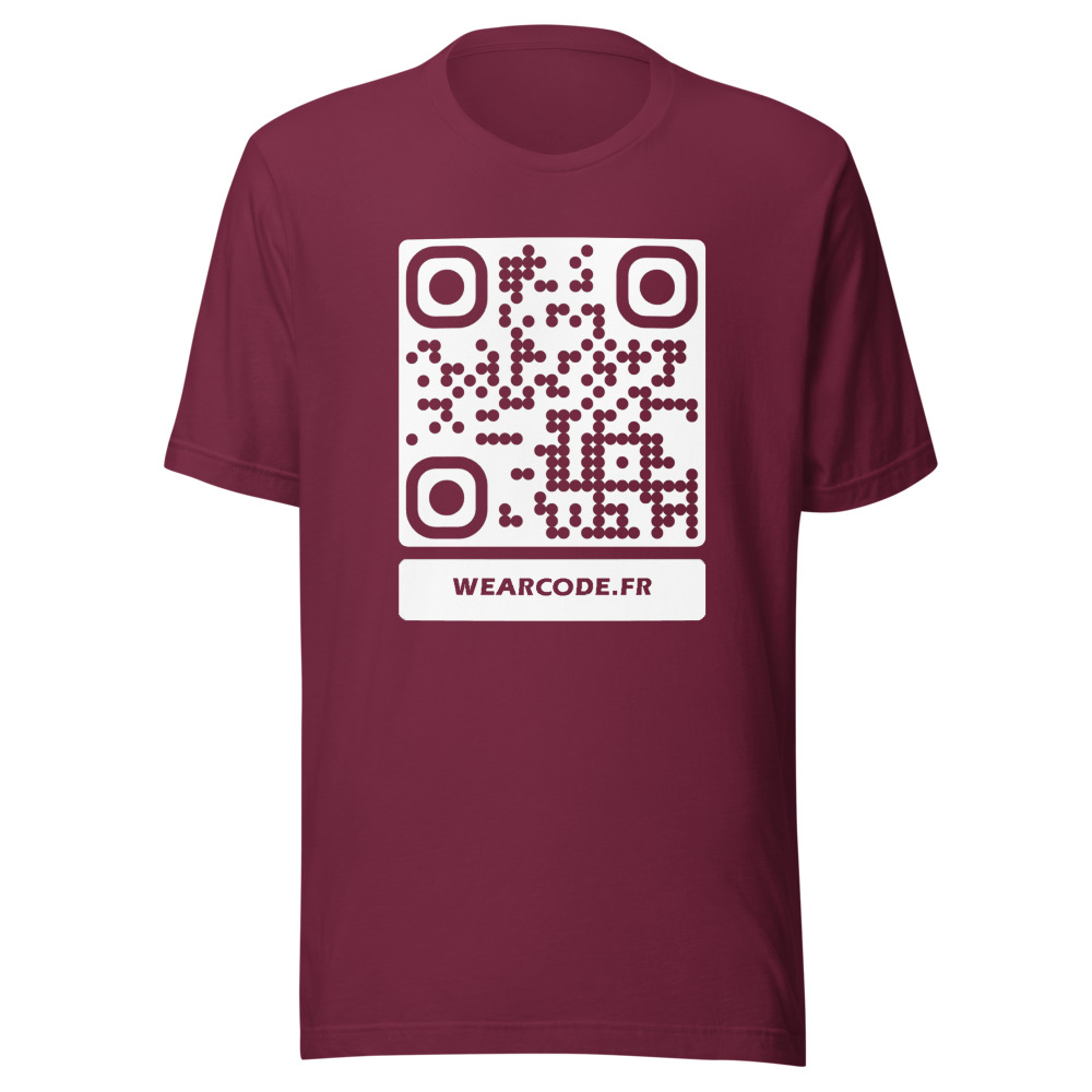 T-shirt QR Code Personnalisé — Bella+Canvas 3001 — Bordeaux