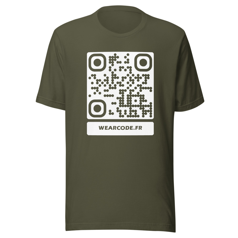 T-shirt QR Code Personnalisé — Bella+Canvas 3001 — Vert Militaire