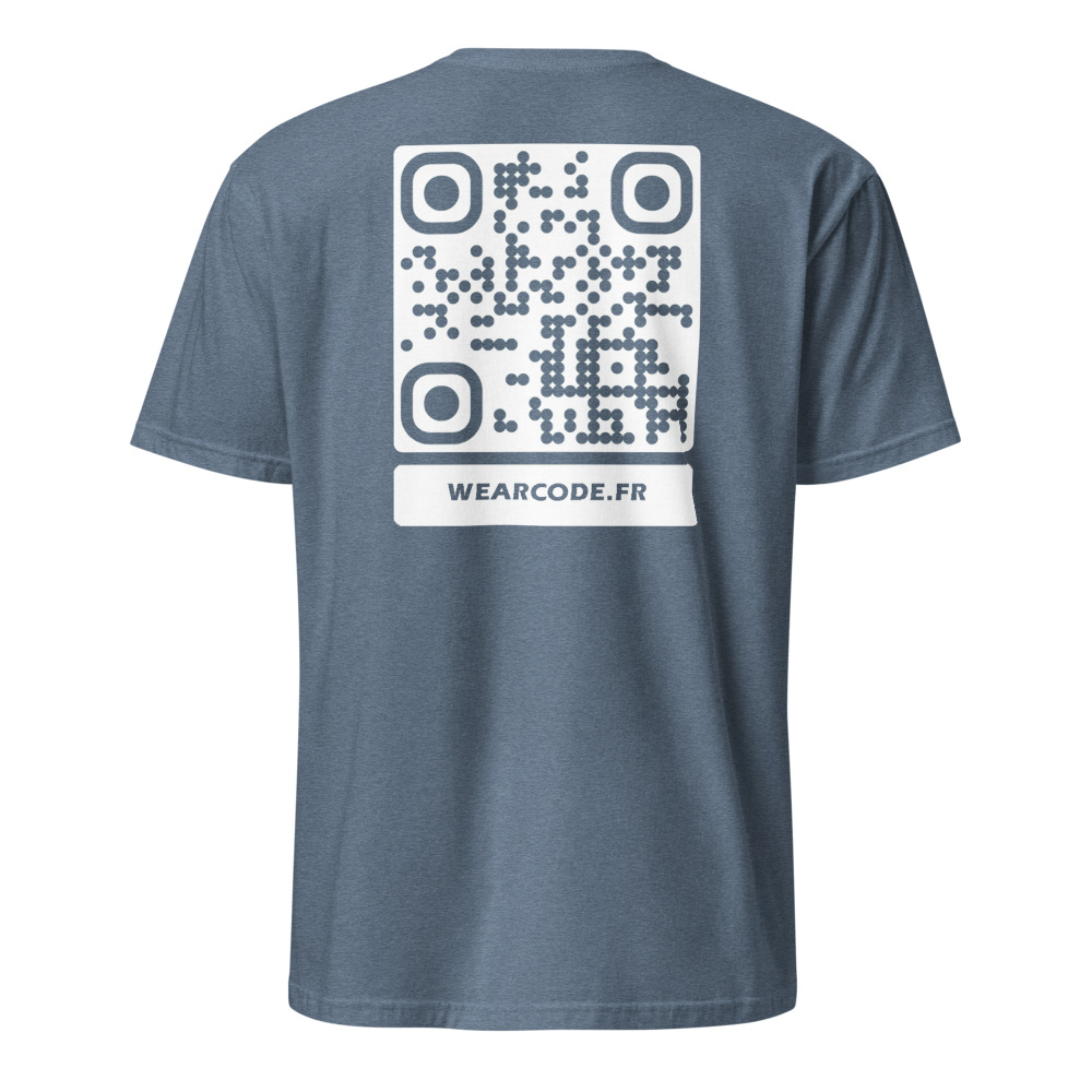 T-shirt QR code personnalisé unisexe — coton classique — Indigo Chiné