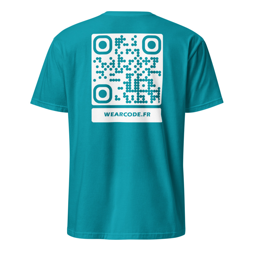 T-shirt QR code personnalisé unisexe — coton classique — Bleu Tropical