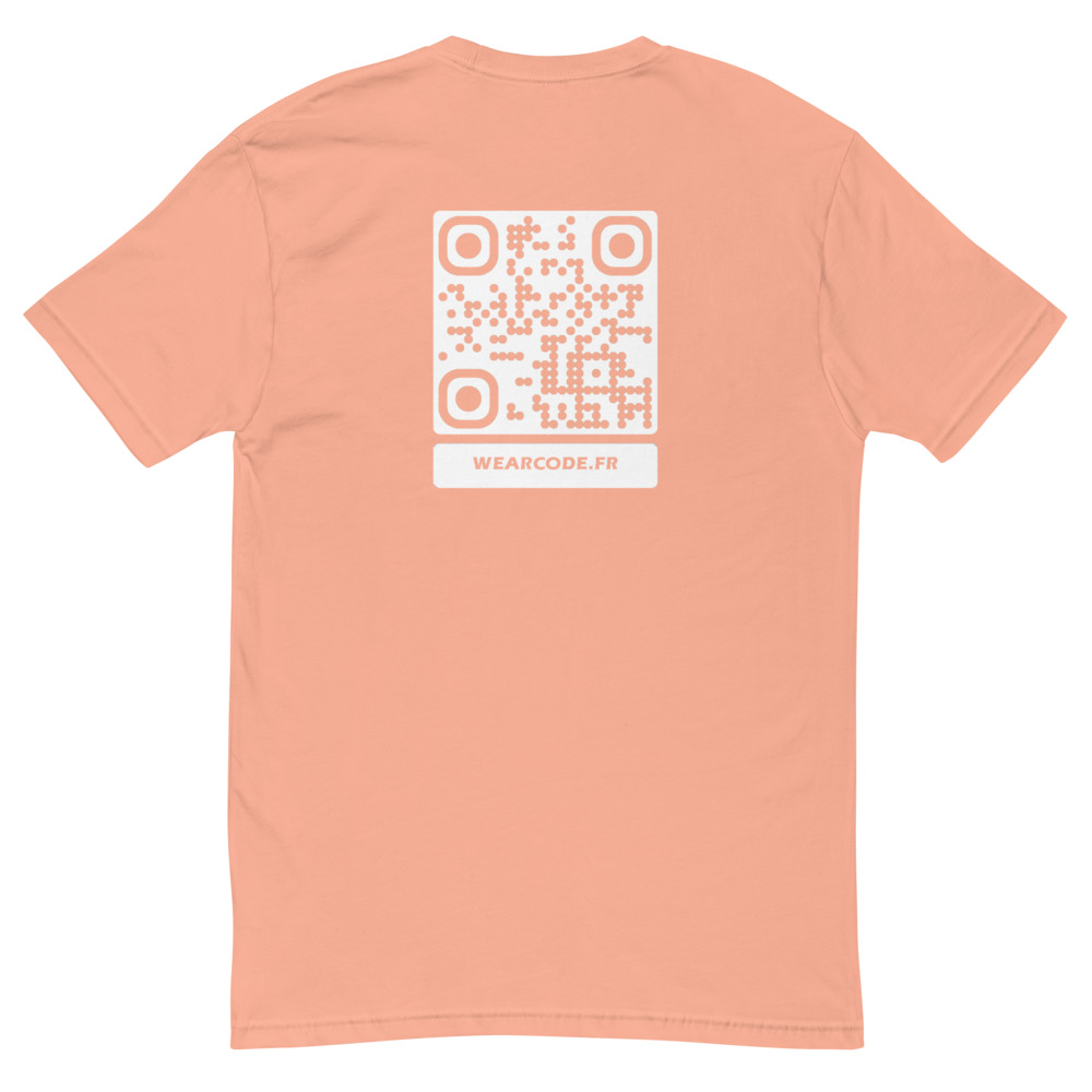 T-shirt QR code personnalisé homme — coupe ajustée slim — Rose Désert