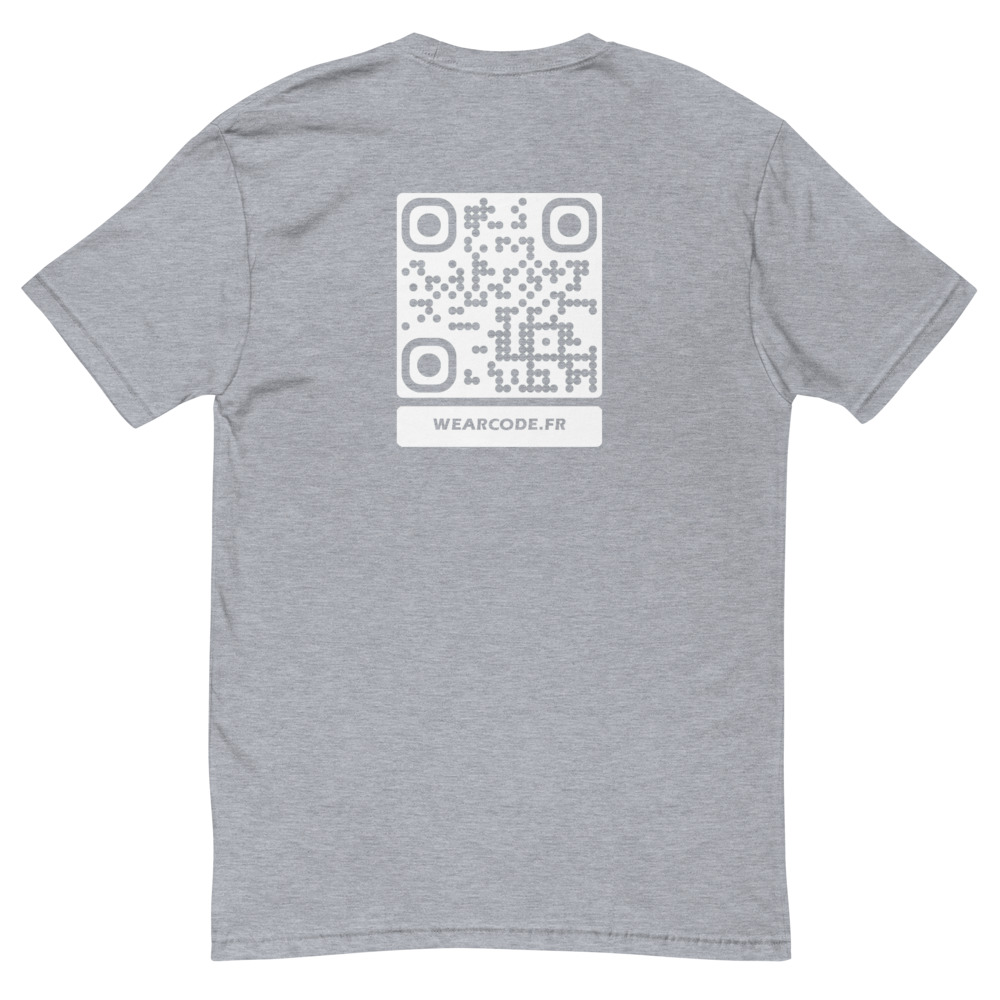 T-shirt QR code personnalisé homme — coupe ajustée slim — Gris Chiné