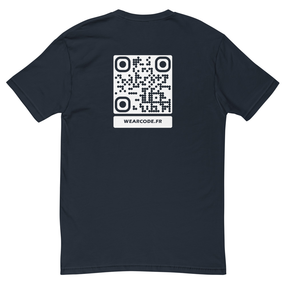 T-shirt QR code personnalisé homme — coupe ajustée slim — Marine Nuit