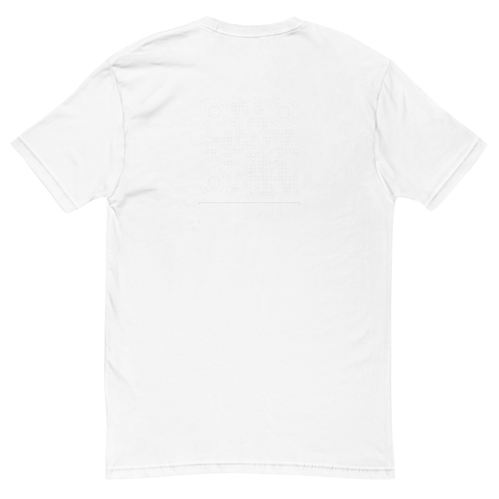 T-shirt QR code personnalisé homme — coupe ajustée slim — Noir / Blanc / Blanc