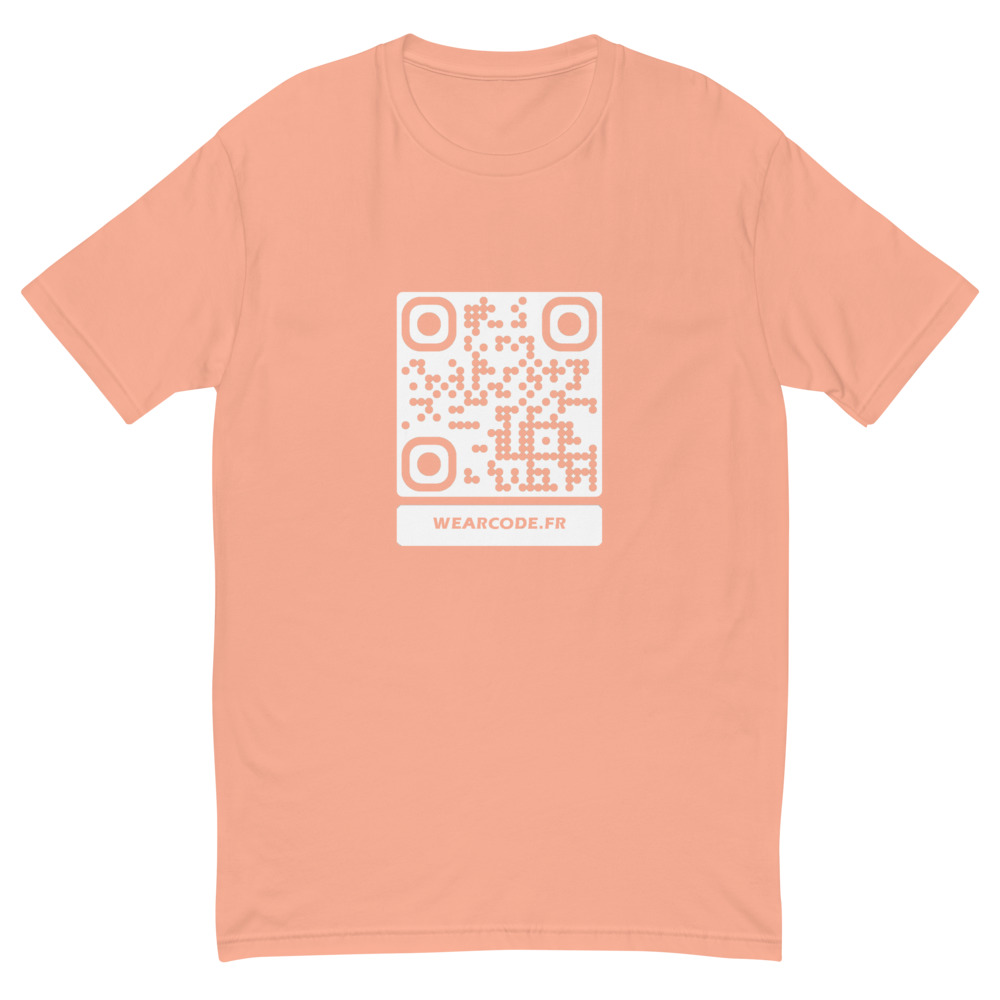 T-shirt QR code personnalisé homme — coupe ajustée slim — Rose Désert