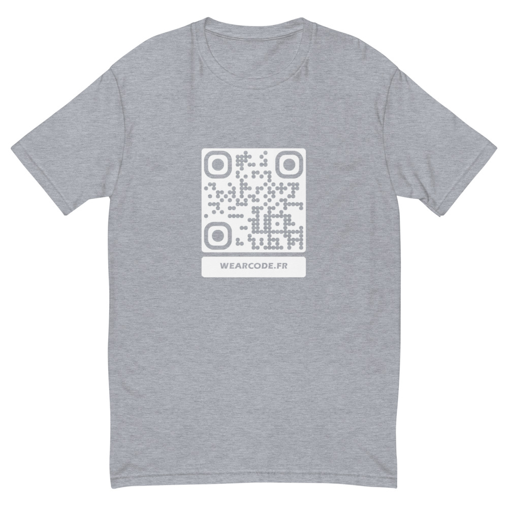 T-shirt QR code personnalisé homme — coupe ajustée slim — Gris Chiné
