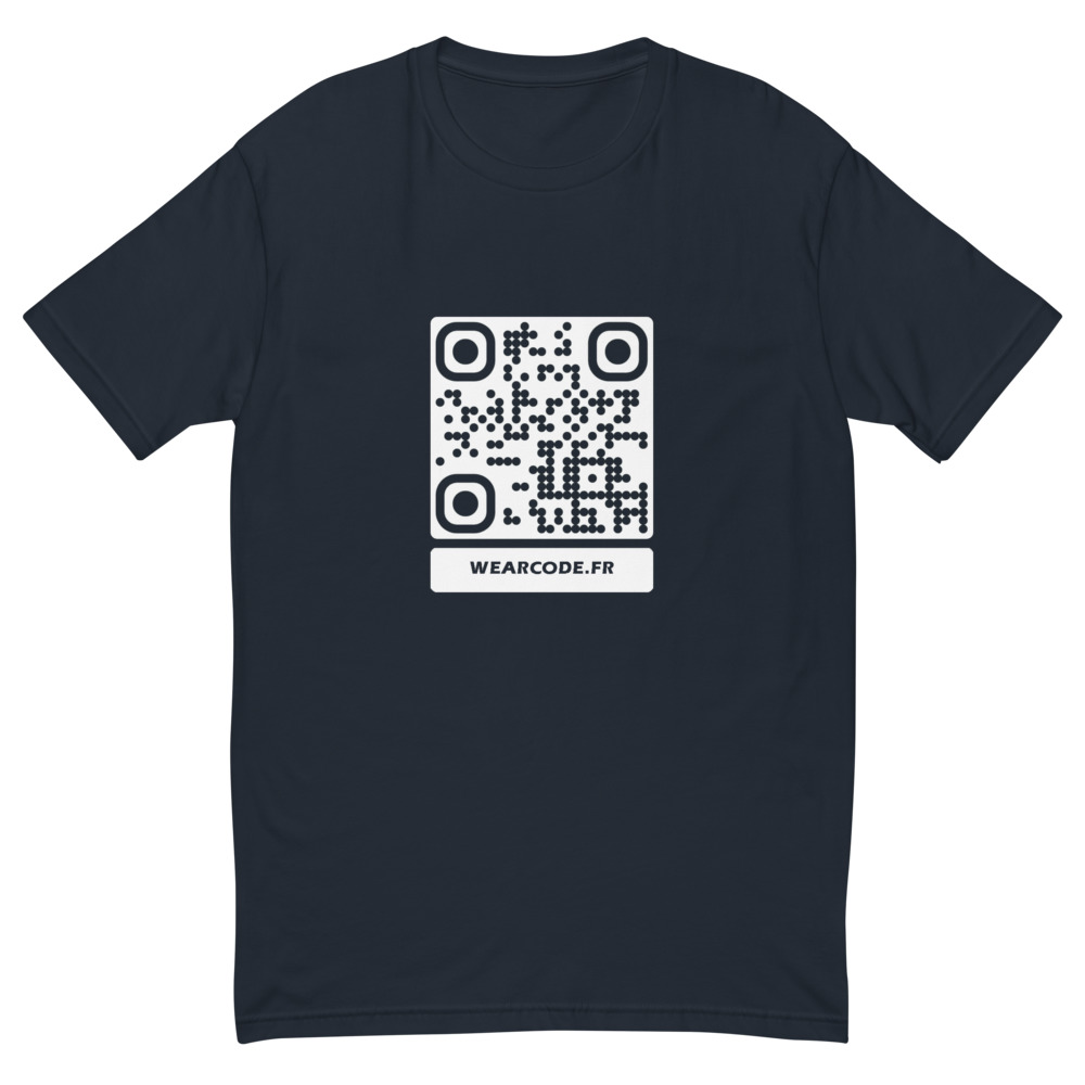 T-shirt QR code personnalisé homme — coupe ajustée slim — Marine Nuit