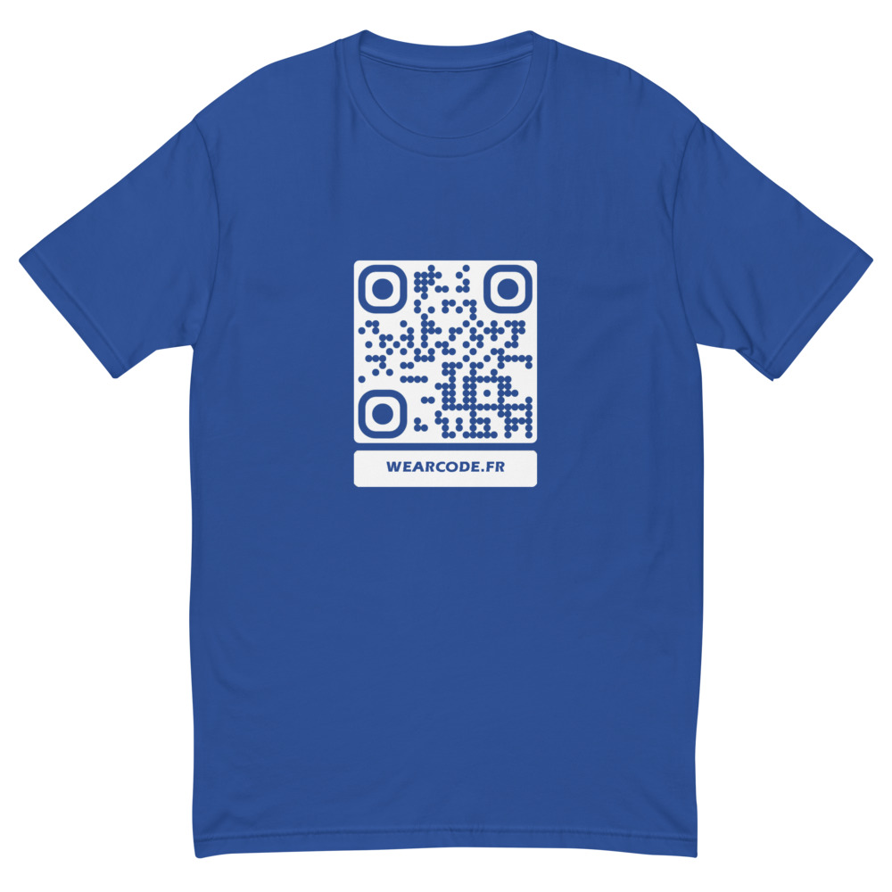T-shirt QR code personnalisé homme — coupe ajustée slim — Bleu Royal