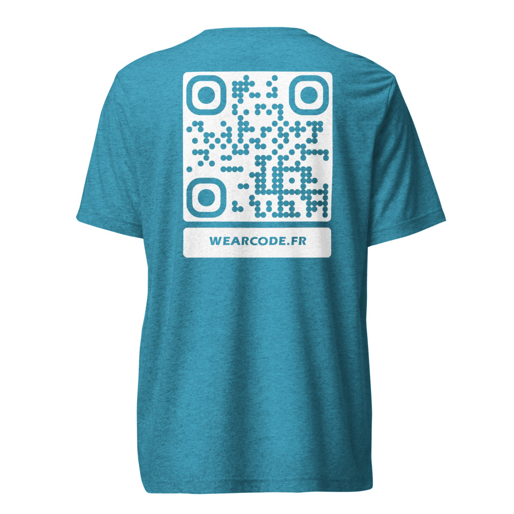 T-shirt QR code personnalisé tri-blend — toucher vintage ultra-doux — Aqua Triblend