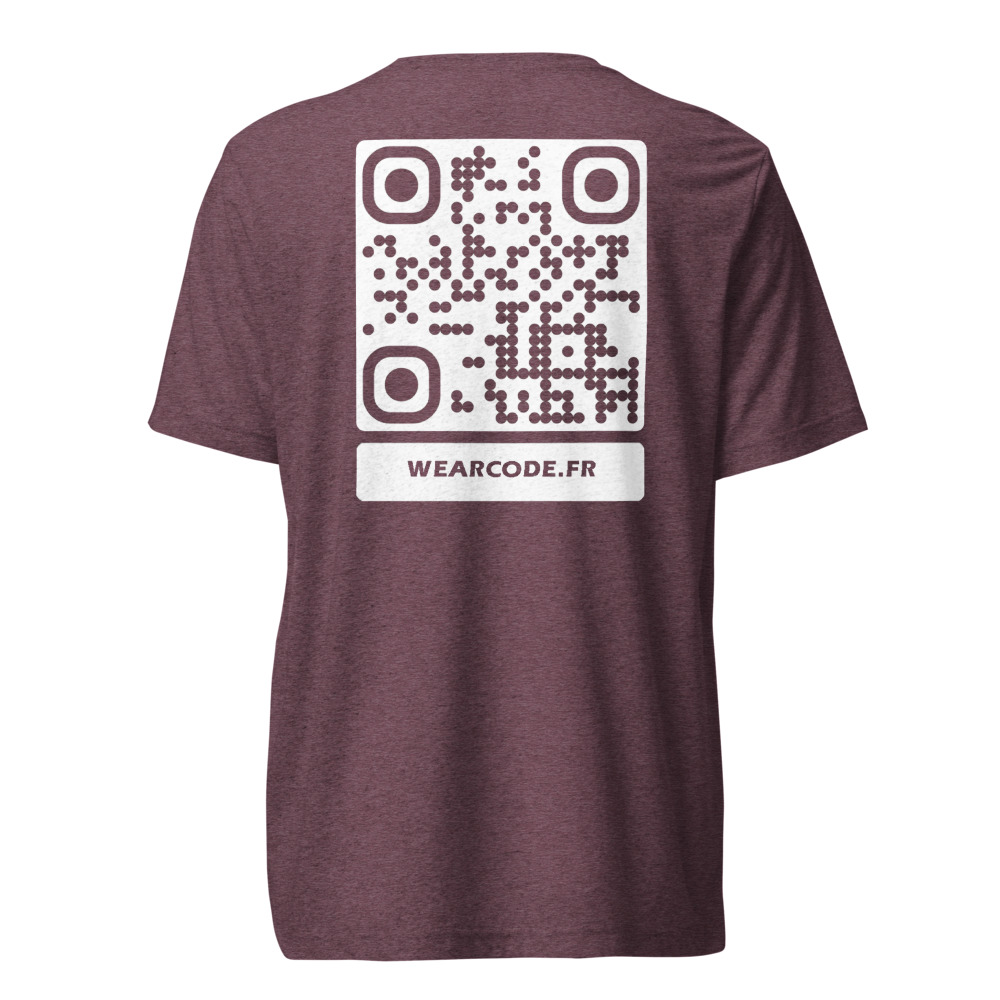 T-shirt QR code personnalisé tri-blend — toucher vintage ultra-doux — Bordeaux Triblend