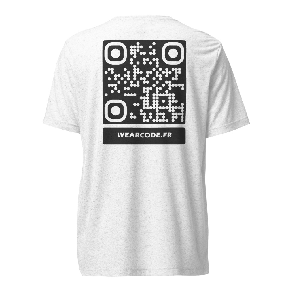 T-shirt QR code personnalisé tri-blend — toucher vintage ultra-doux — Noir / Blanc / Blanc