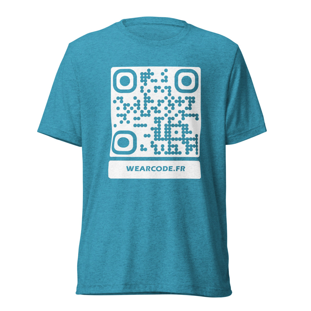 T-shirt QR code personnalisé tri-blend — toucher vintage ultra-doux — Aqua Triblend