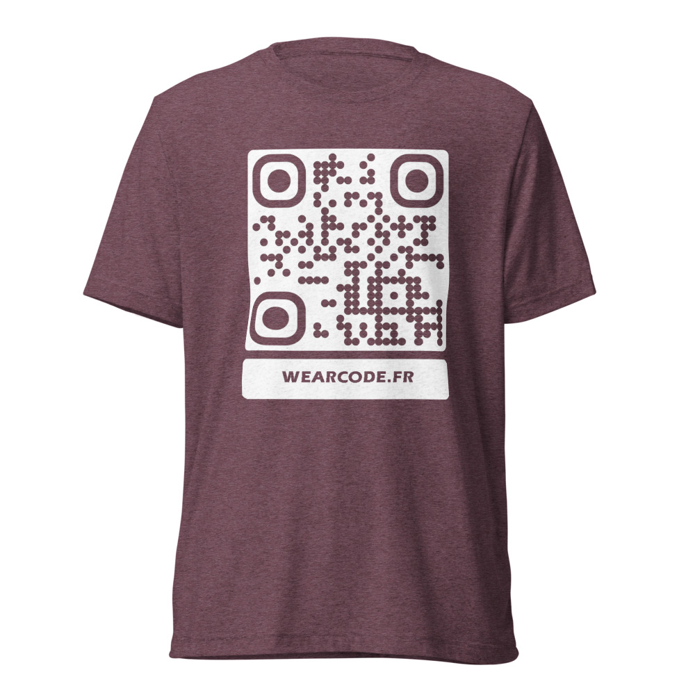 T-shirt QR code personnalisé tri-blend — toucher vintage ultra-doux — Bordeaux Triblend