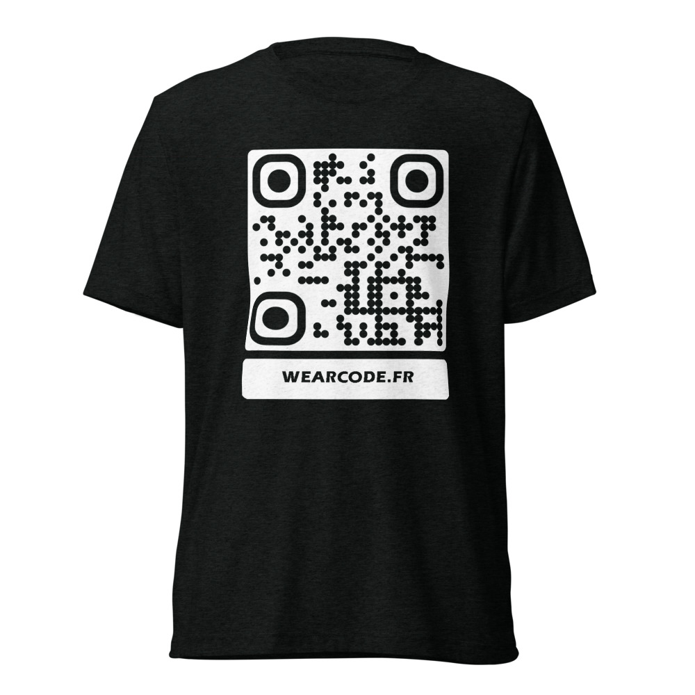 T-shirt QR code personnalisé tri-blend — toucher vintage ultra-doux — Noir Uni Triblend