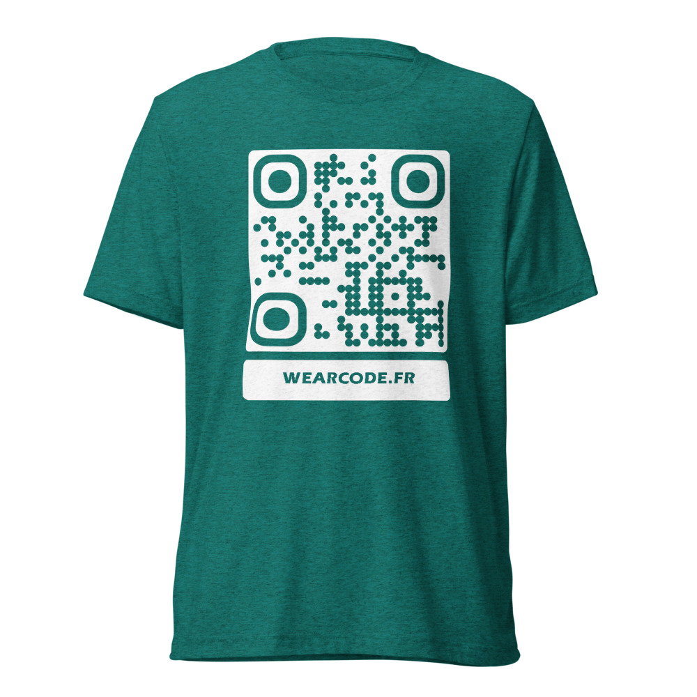 T-shirt QR code personnalisé tri-blend — toucher vintage ultra-doux — Sarcelle Triblend