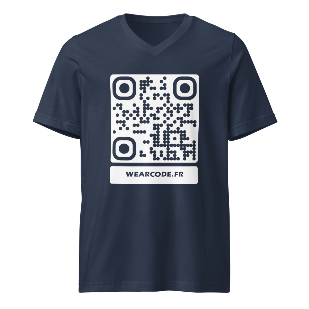T-shirt col V QR code personnalisé — look casual chic