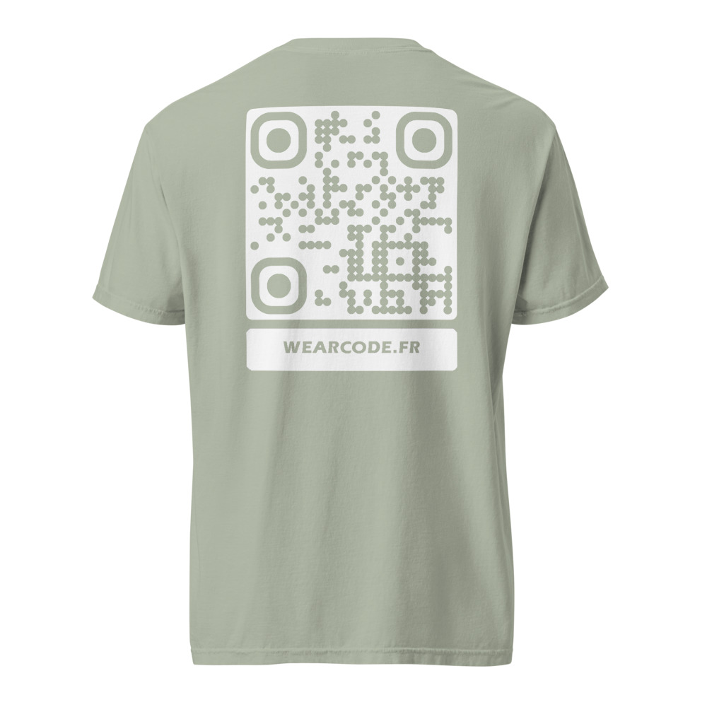 T-shirt QR code personnalisé épais teinté pièce — 45 couleurs — Baie