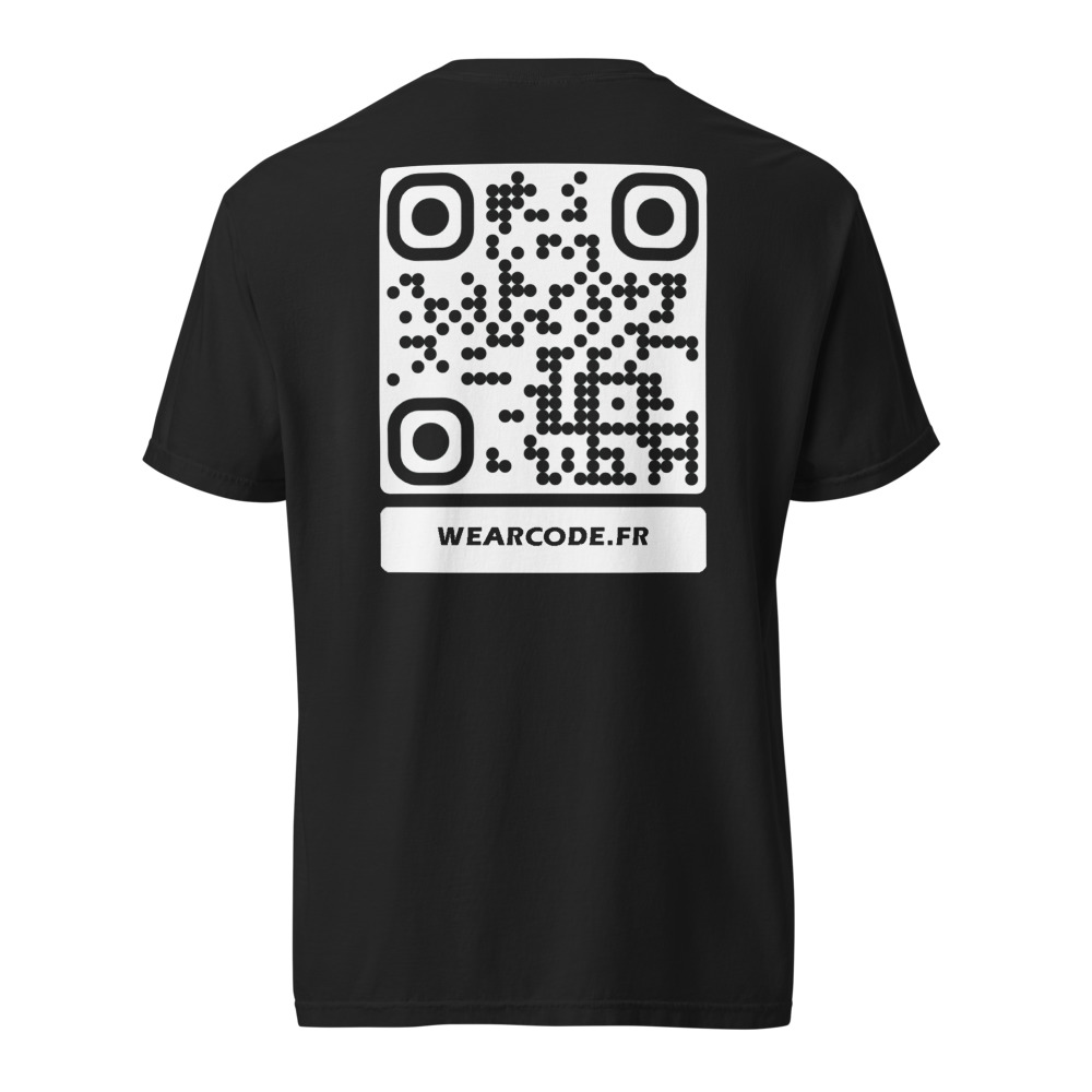 T-shirt QR code personnalisé épais teinté pièce — 45 couleurs – Noir