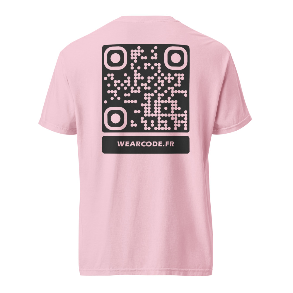 T-shirt QR code personnalisé épais teinté pièce — 45 couleurs — Fleur de Cerisier
