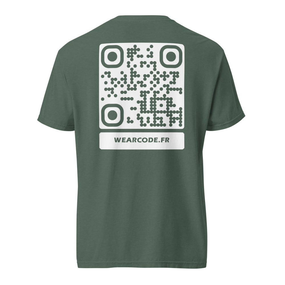 T-shirt QR code personnalisé épais teinté pièce — 45 couleurs — Vert Épicéa