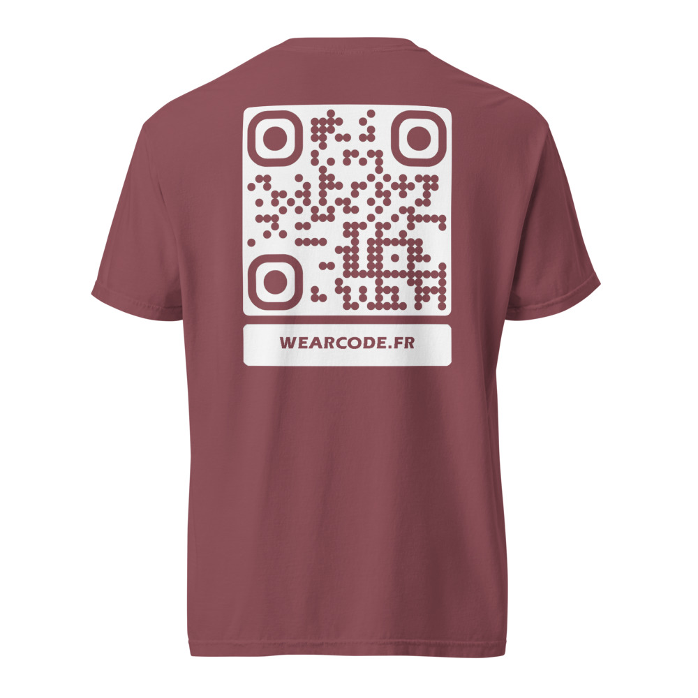 T-shirt QR code personnalisé épais teinté pièce — 45 couleurs — Brique