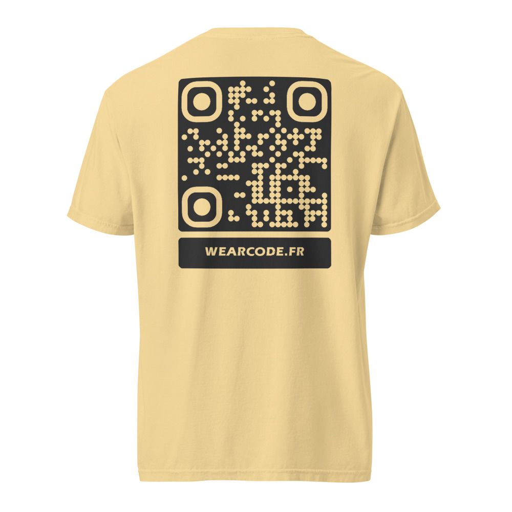 T-shirt QR code personnalisé épais teinté pièce — 45 couleurs — Beurre