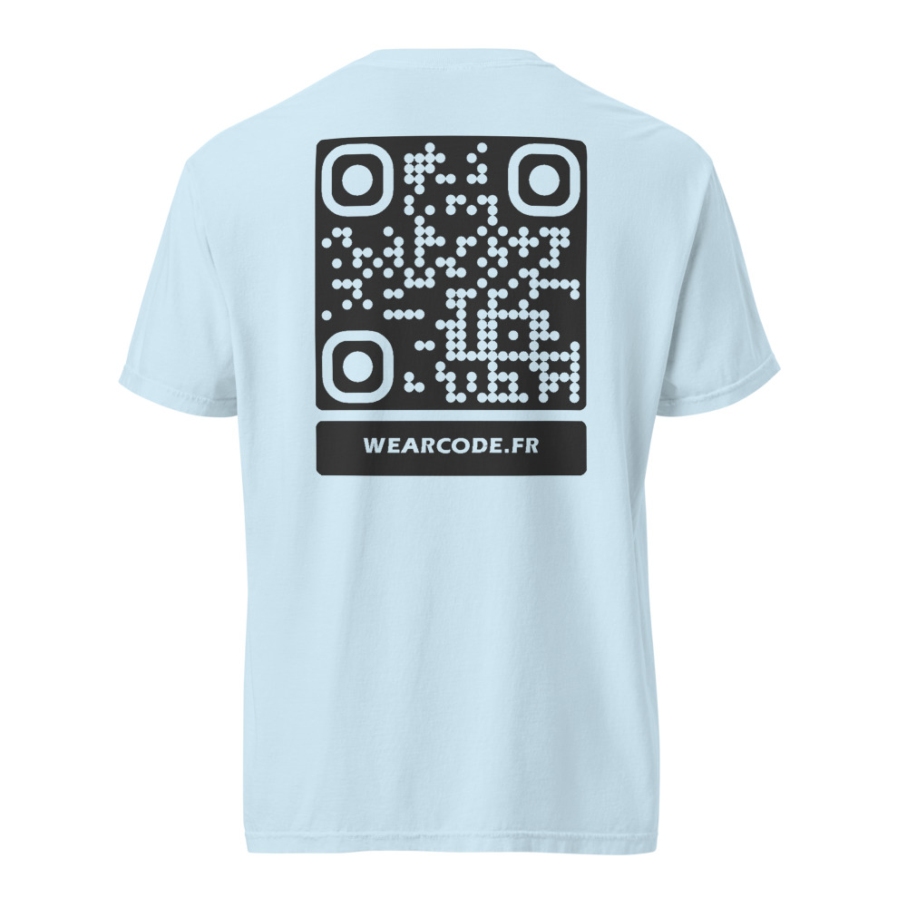 T-shirt QR code personnalisé épais teinté pièce — 45 couleurs — Chambray