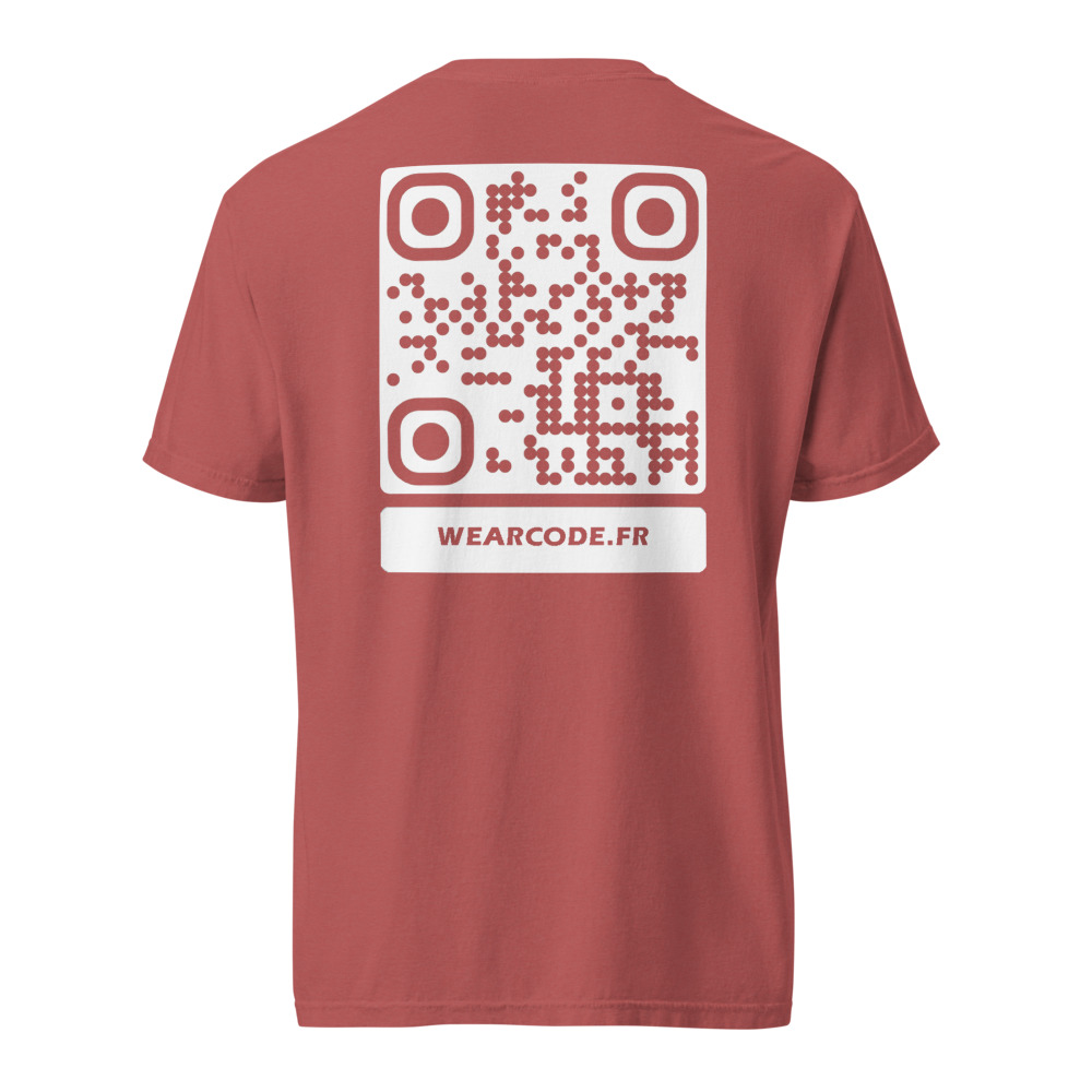 T-shirt QR code personnalisé épais teinté pièce — 45 couleurs — Cramoisi