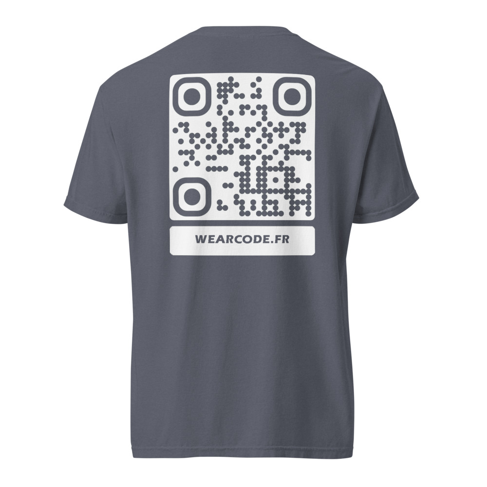 T-shirt QR code personnalisé épais teinté pièce — 45 couleurs — Denim