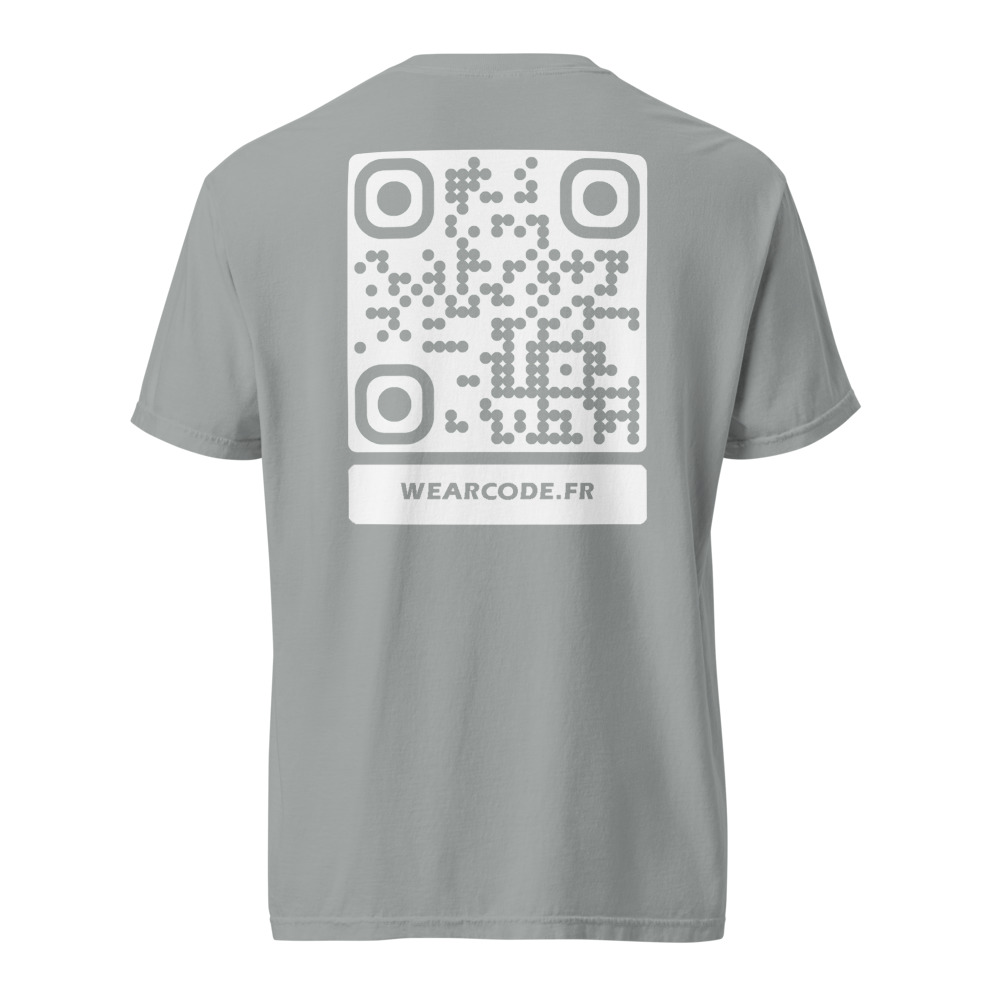 T-shirt QR code personnalisé épais teinté pièce — 45 couleurs — Granit