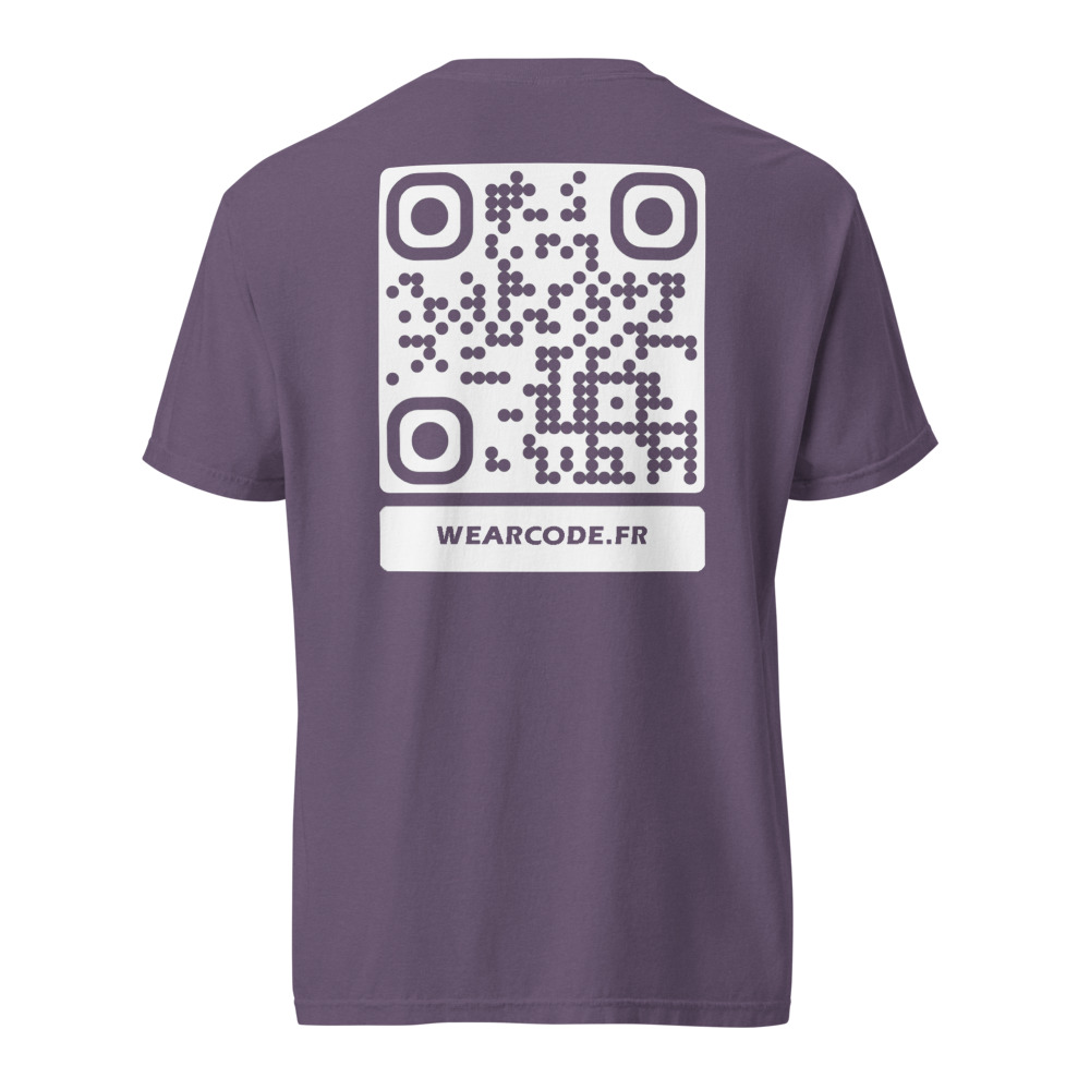 T-shirt QR code personnalisé épais teinté pièce — 45 couleurs — Raisin