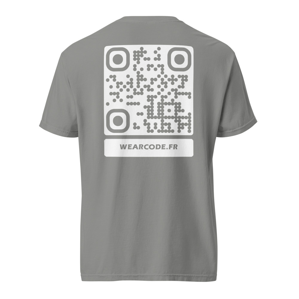 T-shirt QR code personnalisé épais teinté pièce — 45 couleurs — Gris