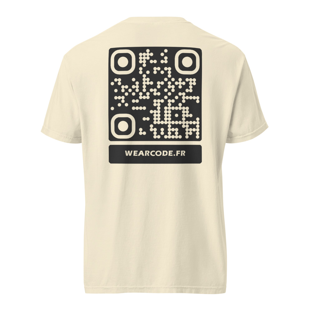T-shirt QR code personnalisé épais teinté pièce — 45 couleurs — Ivoire