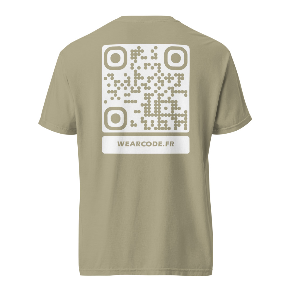 T-shirt QR code personnalisé épais teinté pièce — 45 couleurs — Kaki