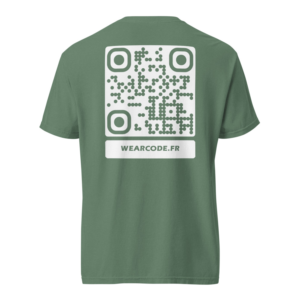T-shirt QR code personnalisé épais teinté pièce — 45 couleurs — Vert Clair