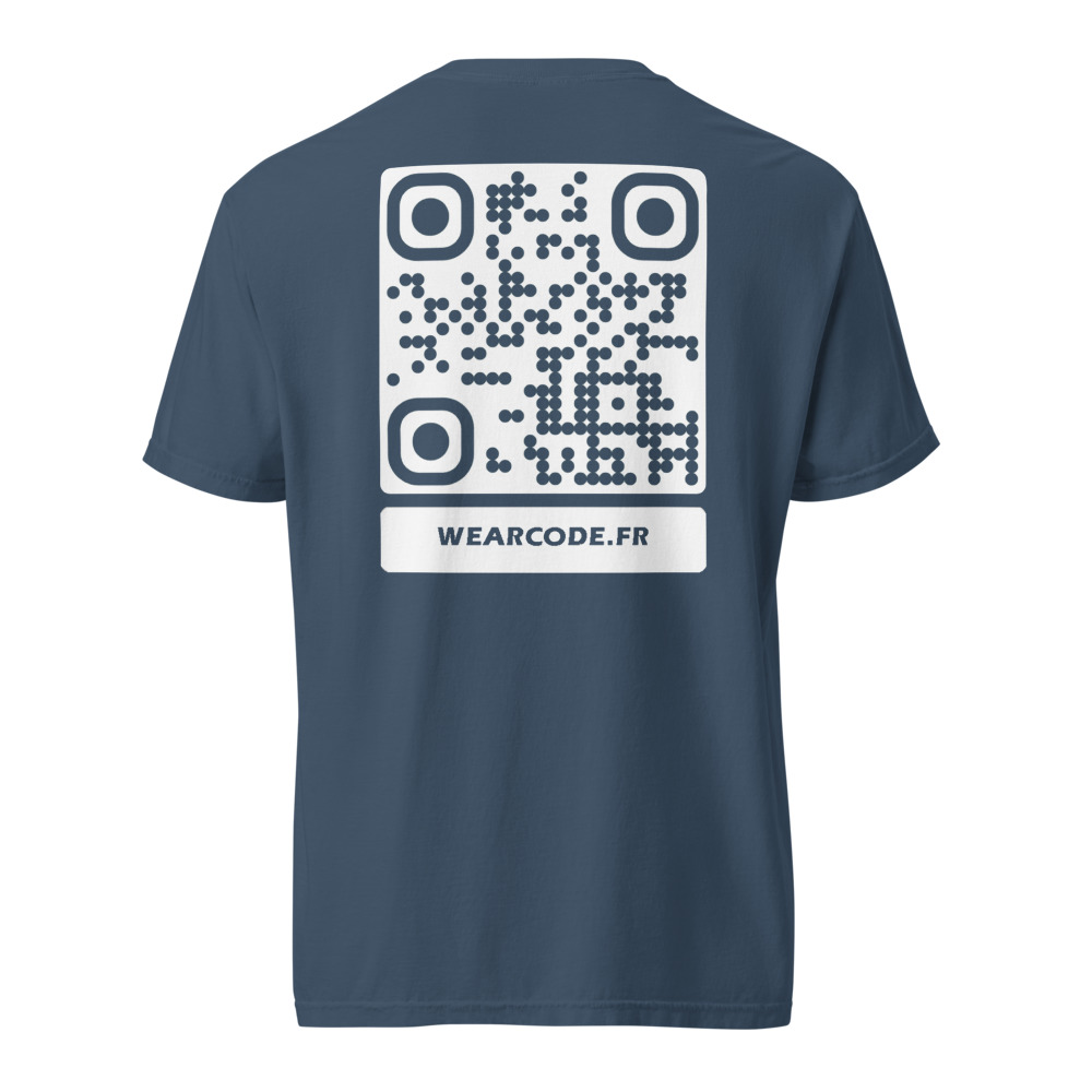 T-shirt QR code personnalisé épais teinté pièce — 45 couleurs — Minuit