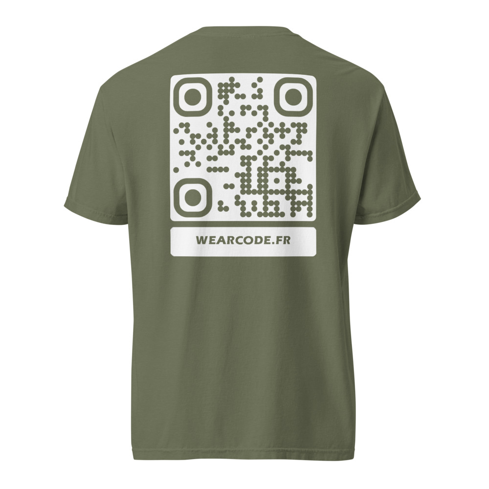 T-shirt QR code personnalisé épais teinté pièce — 45 couleurs — Mousse