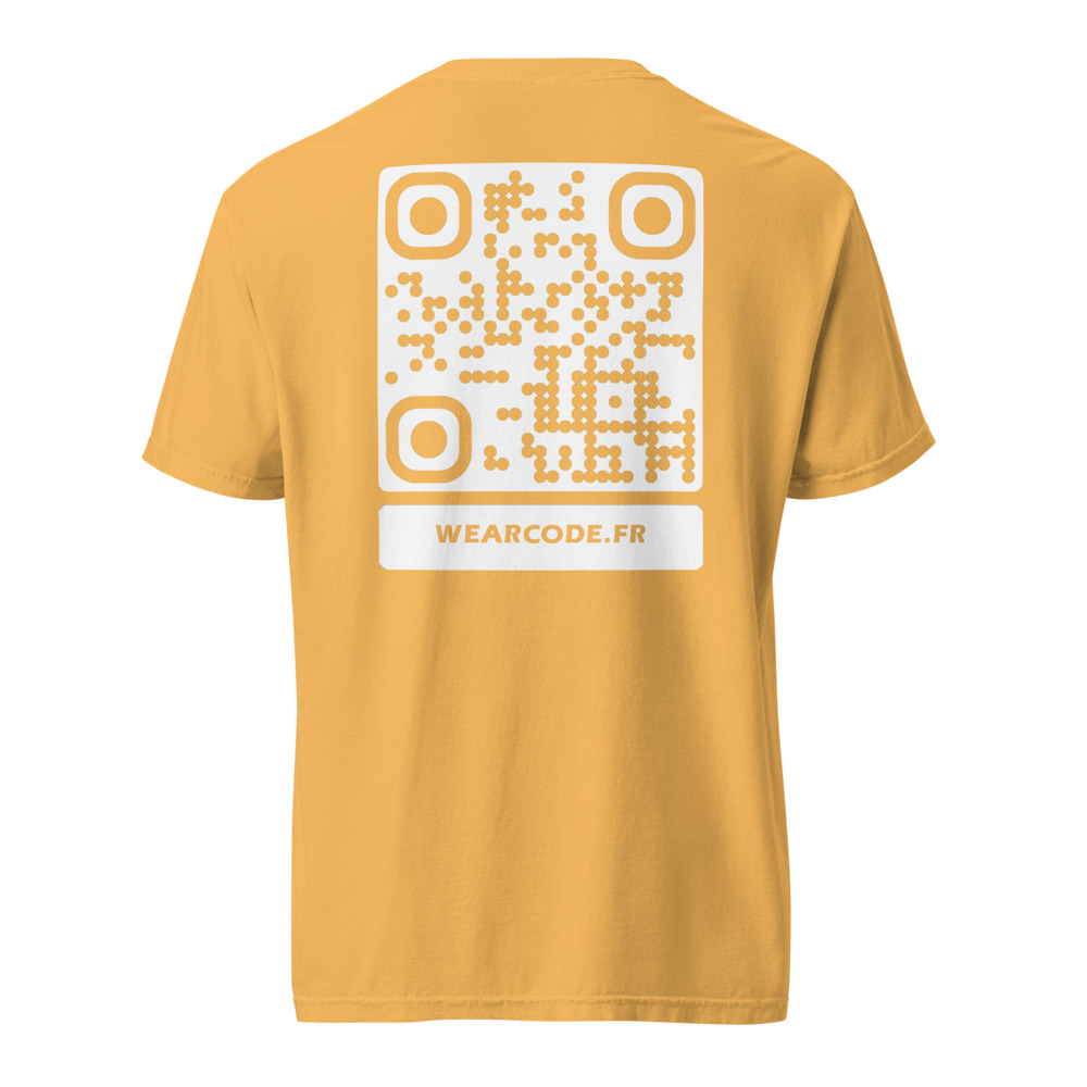 T-shirt QR code personnalisé épais teinté pièce — 45 couleurs — Moutarde