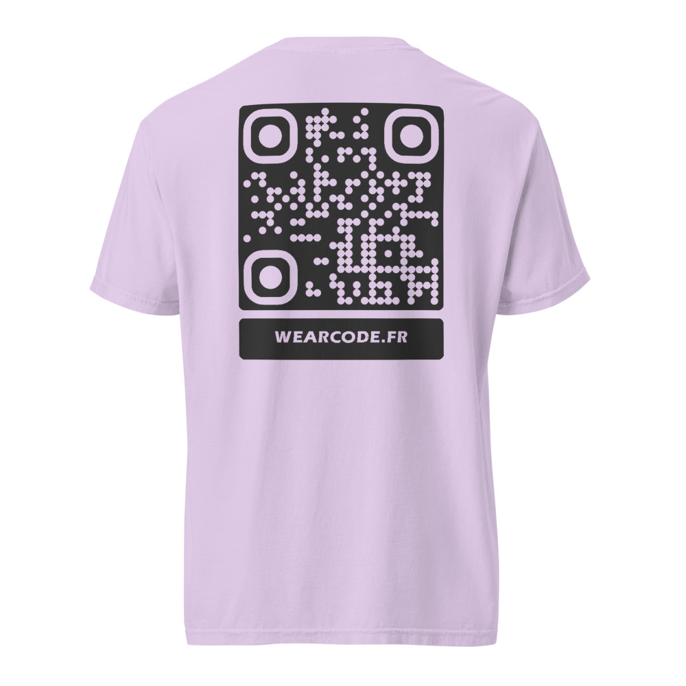 T-shirt QR code personnalisé épais teinté pièce — 45 couleurs — Orchidée