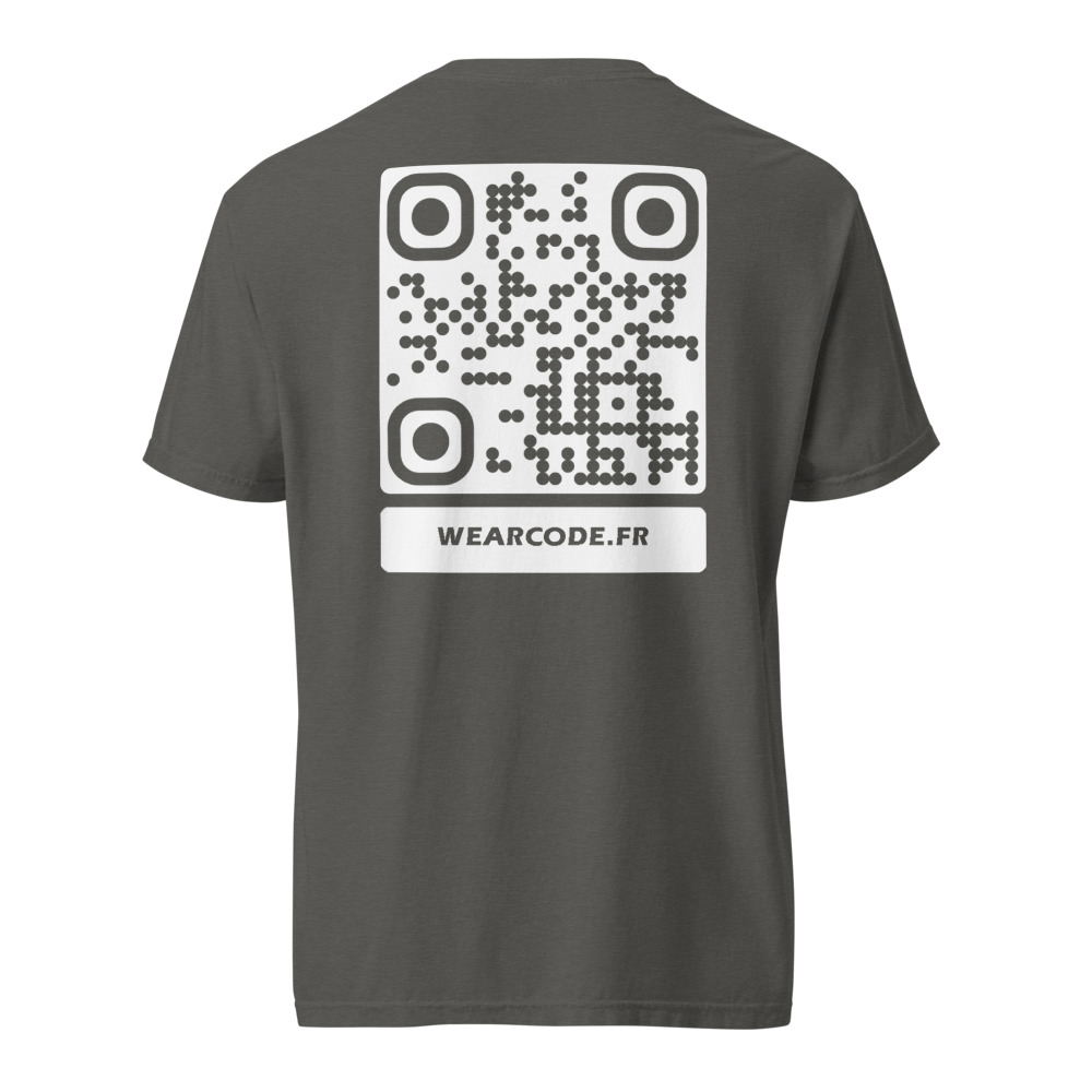 T-shirt QR code personnalisé épais teinté pièce — 45 couleurs — Poivre