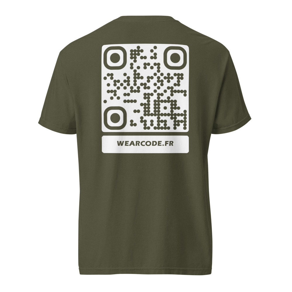 T-shirt QR code personnalisé épais teinté pièce — 45 couleurs — Sauge