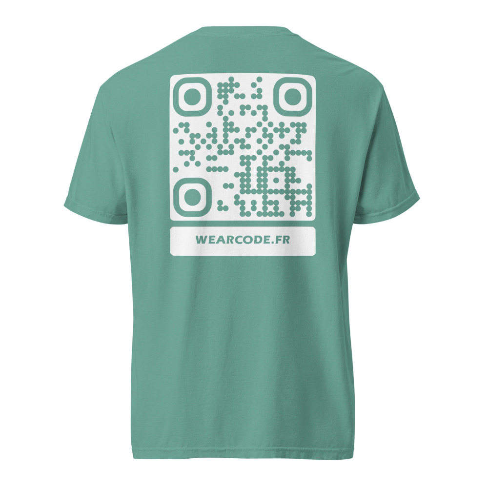 T-shirt QR code personnalisé épais teinté pièce — 45 couleurs — Écume de Mer