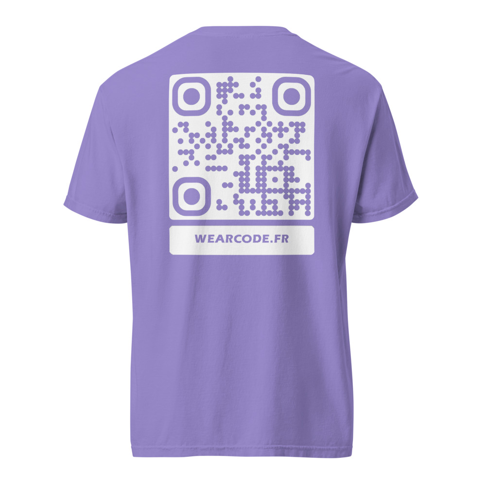 T-shirt QR code personnalisé épais teinté pièce — 45 couleurs — Violet