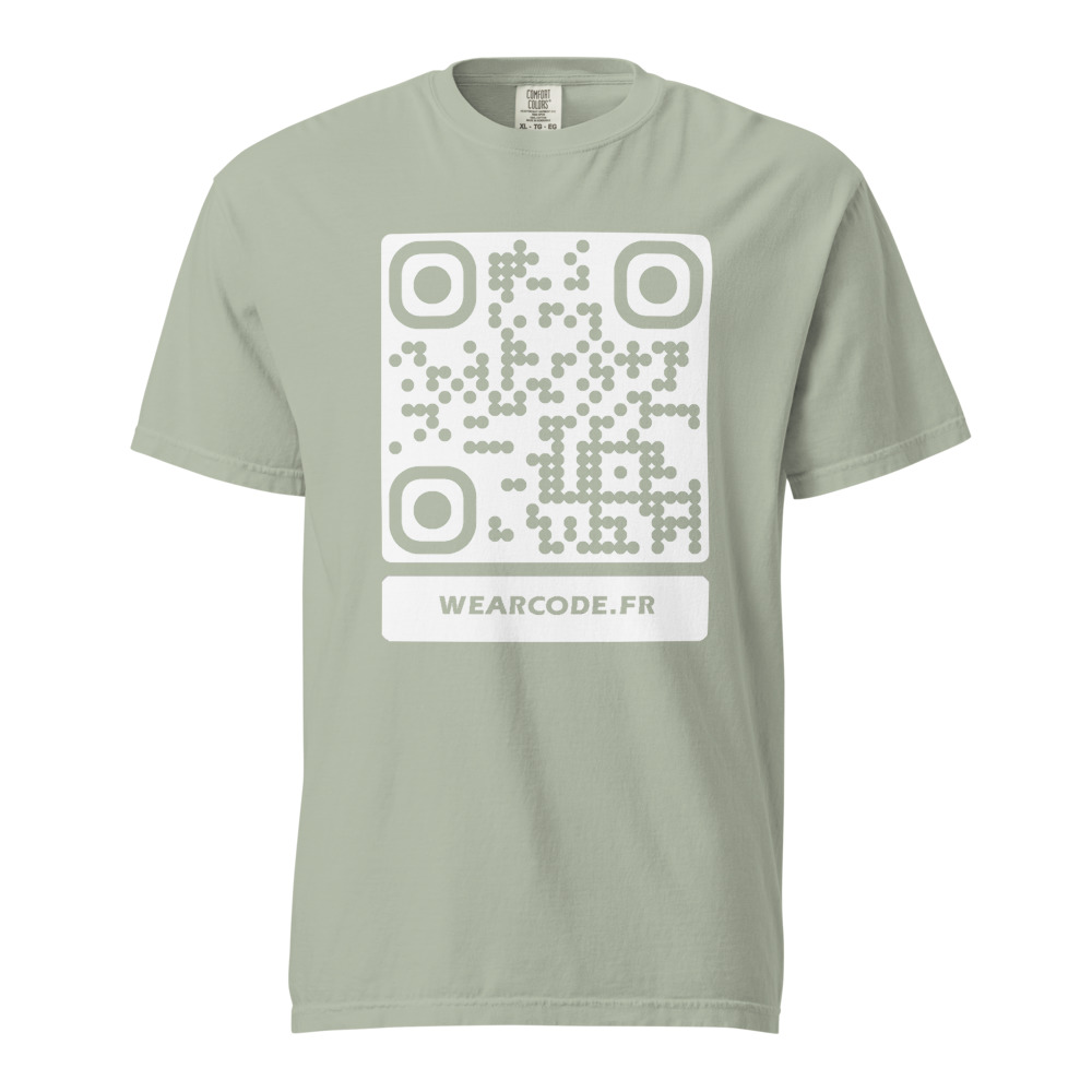 T-shirt QR code personnalisé heavyweight teinté pièce — coupe boxy — Baie