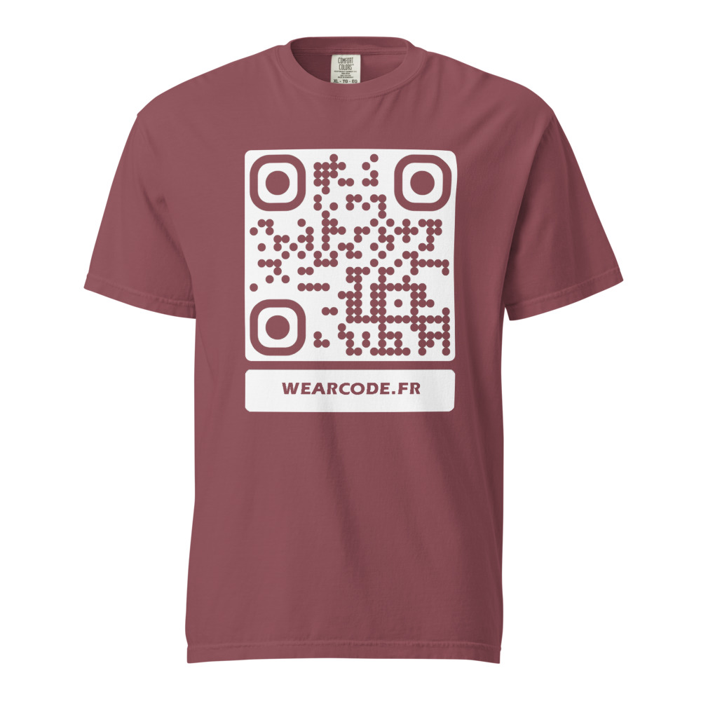 T-shirt QR code personnalisé heavyweight teinté pièce — coupe boxy — Brique